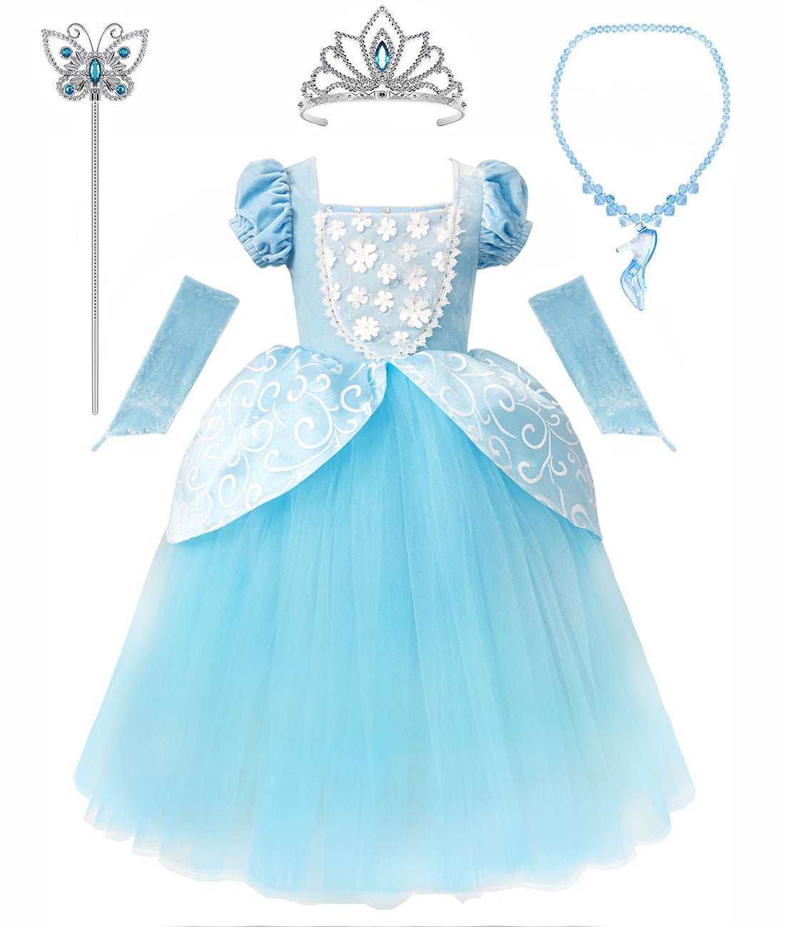 Cinderella Dress Princess Costume Halloween Party Dress up Blue