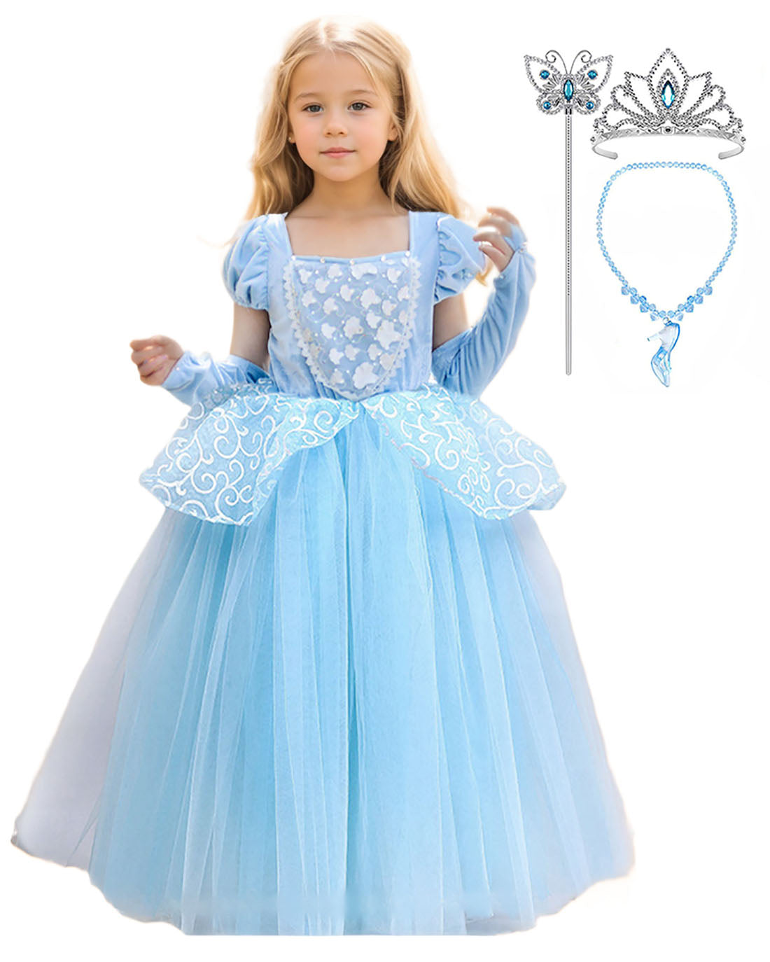 Cinderella Dress Princess Costume Halloween Party Dress up Blue