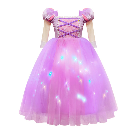 Light-Up Princess Rapunzel Dress Up Purple Costume for Girls