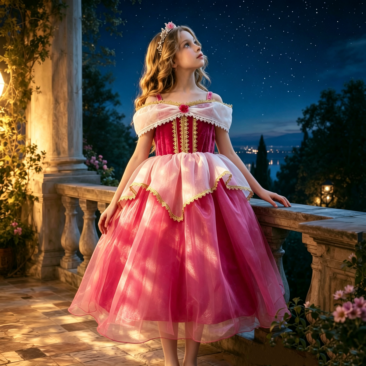 Girls Sleeping Beauty Dress, Girls Aurora Costume, Princess Party Dress up,Halloween Costume, Girls Princess Outfit, Princess Aurora Dress