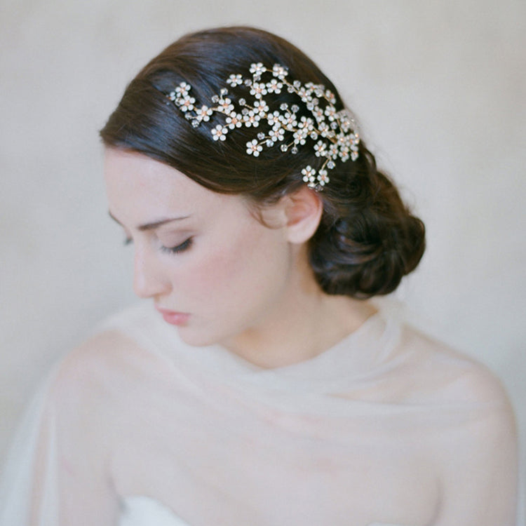 Bridal jewelry golden alloy rhinestone tiara comb women hair accessories