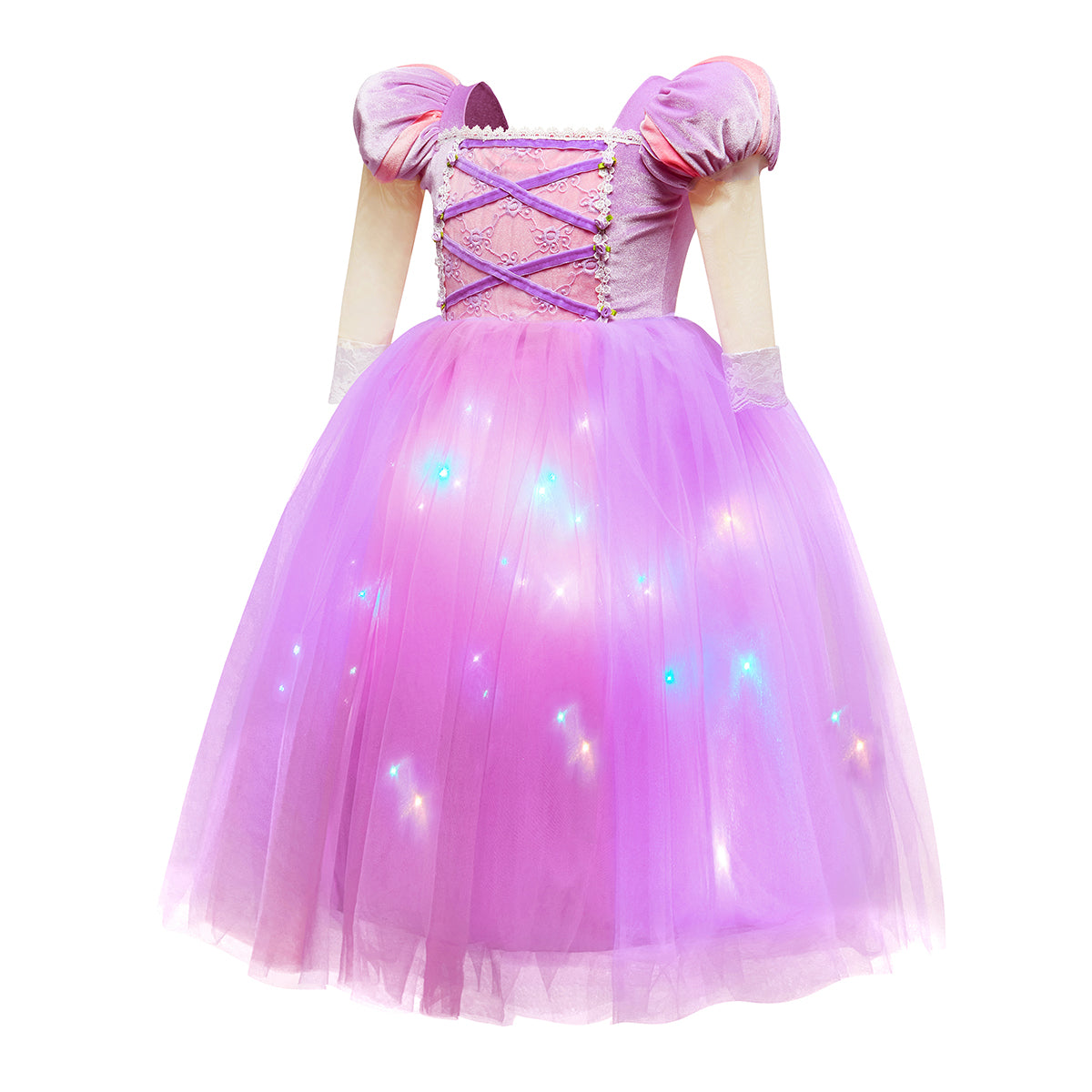 Light-Up Princess Rapunzel Dress Up Purple Costume for Girls