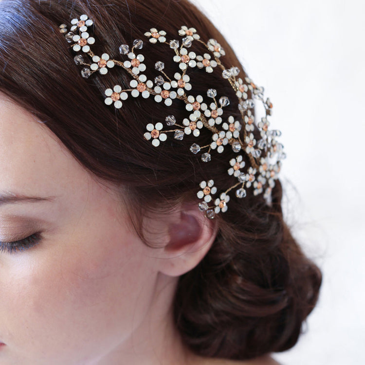 Bridal jewelry golden alloy rhinestone tiara comb women hair accessories