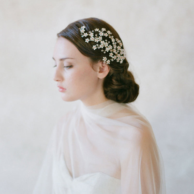 Bridal jewelry golden alloy rhinestone tiara comb women hair accessories