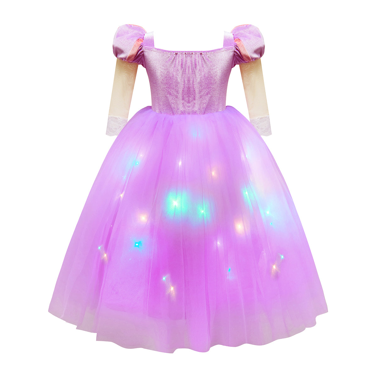 Light-Up Princess Rapunzel Dress Up Purple Costume for Girls