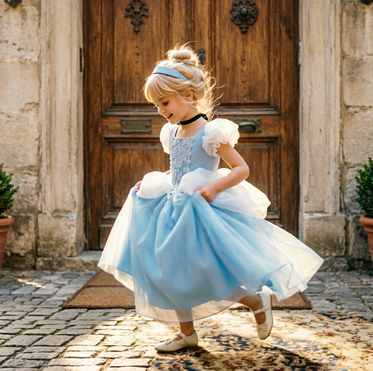Princess Cinderella Costume, Cinderella Dress,Blue Princess Dress Costume,Flower Girl Dress, Kids Cosplay Outfit,Cinderella Birthday Dress