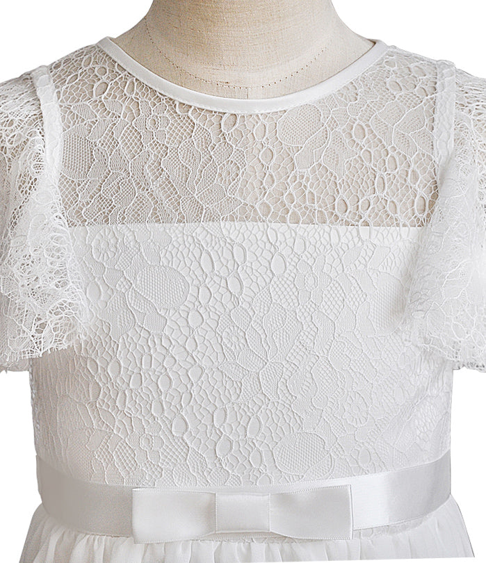 Flower Girl Dress White Spring Dress Formal Dress Castle Girl Lace Photogenic Dress Wedding Bridesmaid Princess Long Dress