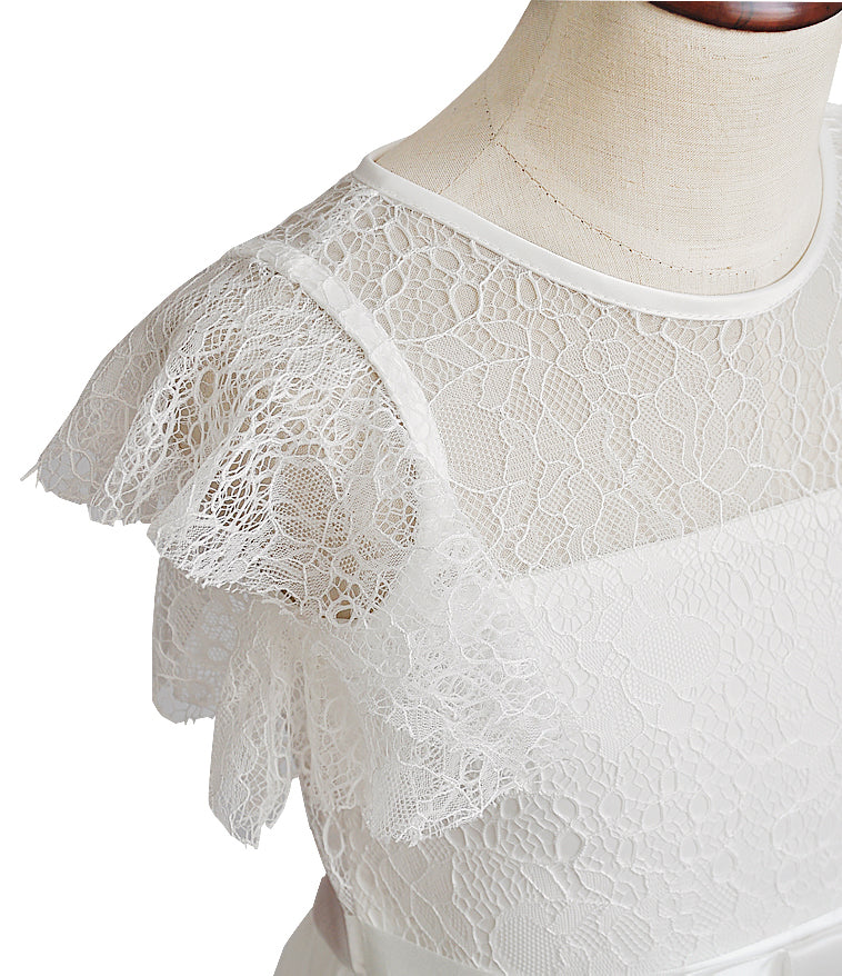 Flower Girl Dress White Spring Dress Formal Dress Castle Girl Lace Photogenic Dress Wedding Bridesmaid Princess Long Dress