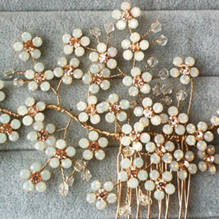 Bridal jewelry golden alloy rhinestone tiara comb women hair accessories