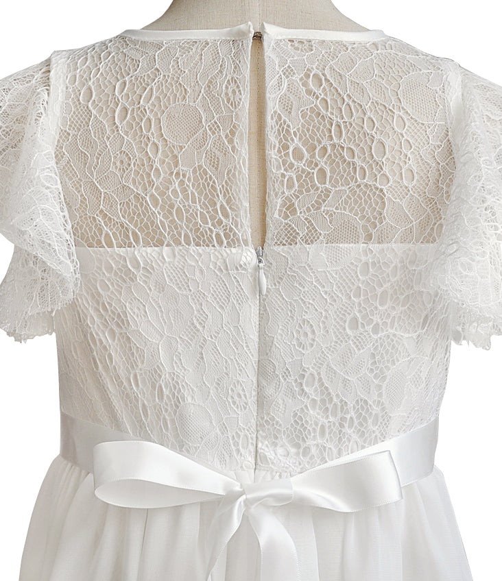 Flower Girl Dress White Spring Dress Formal Dress Castle Girl Lace Photogenic Dress Wedding Bridesmaid Princess Long Dress