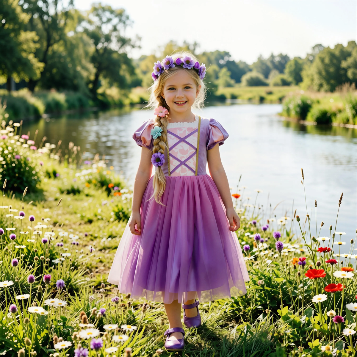Light up Princess Rapunzel Inspired Tulle Dress,Rapunzel Costume,Kids Velvet Tulle Gown, Birthday Party Halloween Fairy Tale Costume for Girls