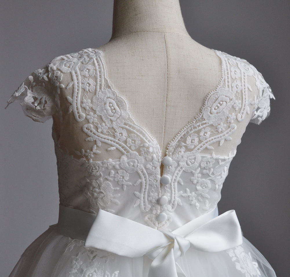 Flower Girl Dress for Wedding Lace Ivory Little Bridesmaid Dress