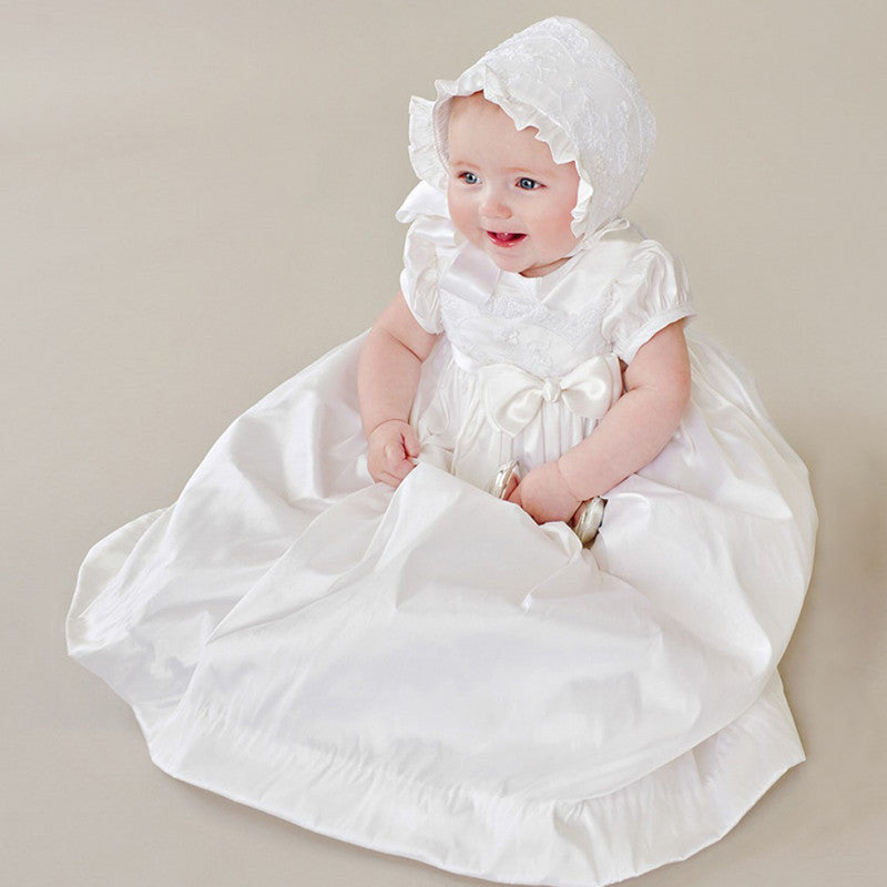 Baby Girl Baptism Dress Christing Gown with Hat