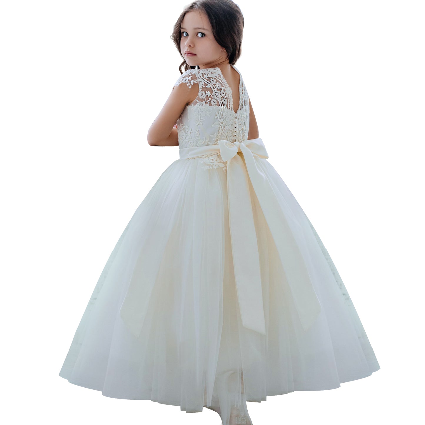 Flower Girl Dress for Wedding Lace Ivory Little Bridesmaid Dress