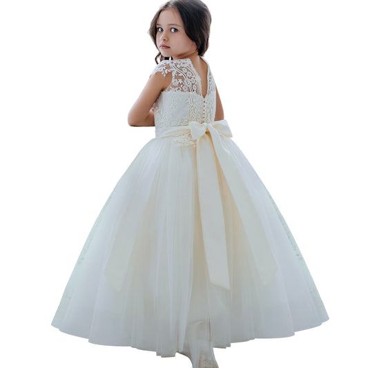 Flower Girl Dress for Wedding Lace Ivory Little Bridesmaid Dress
