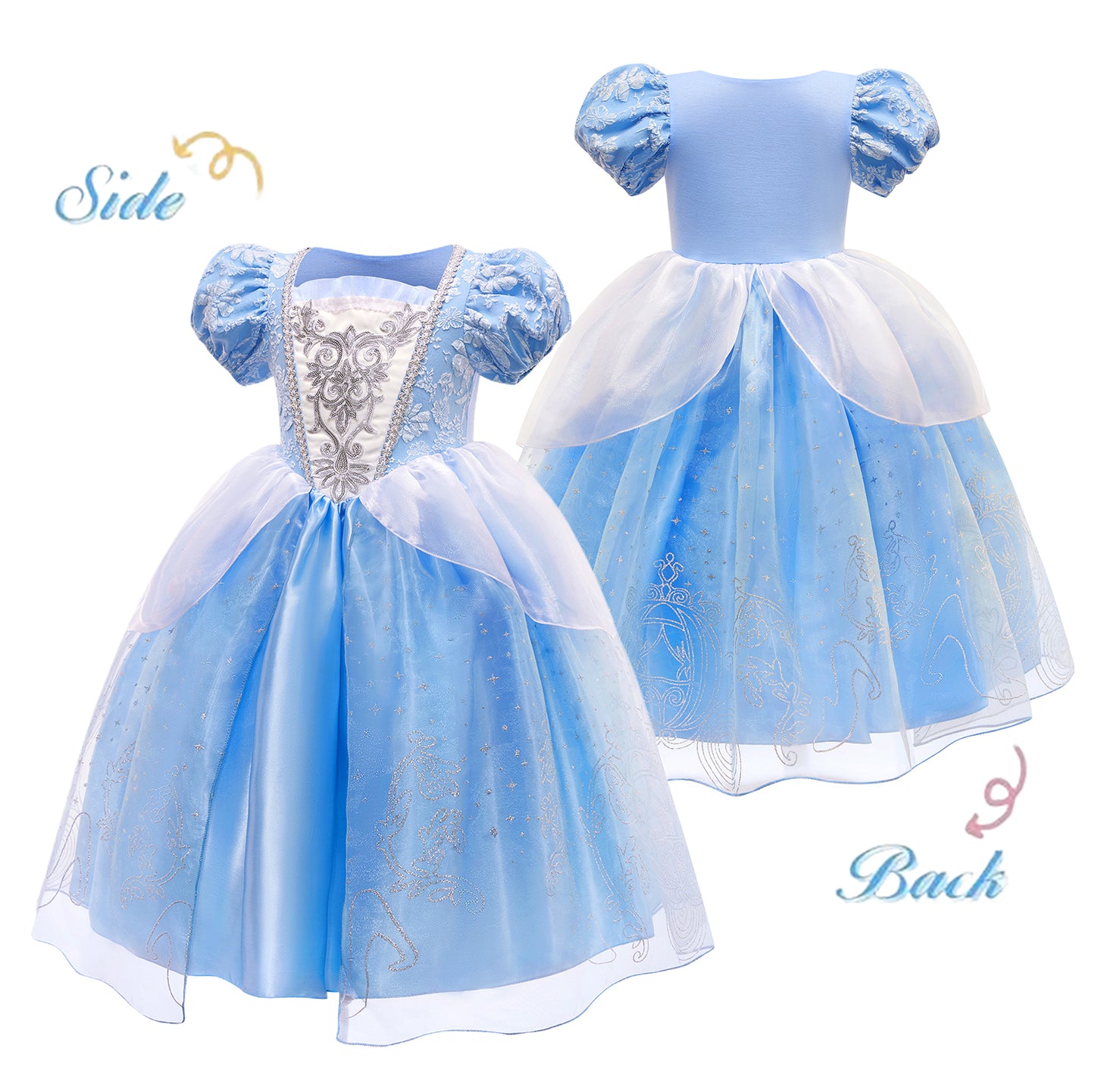 Cinderella Dress for Girls Princess Costume Halloween Party