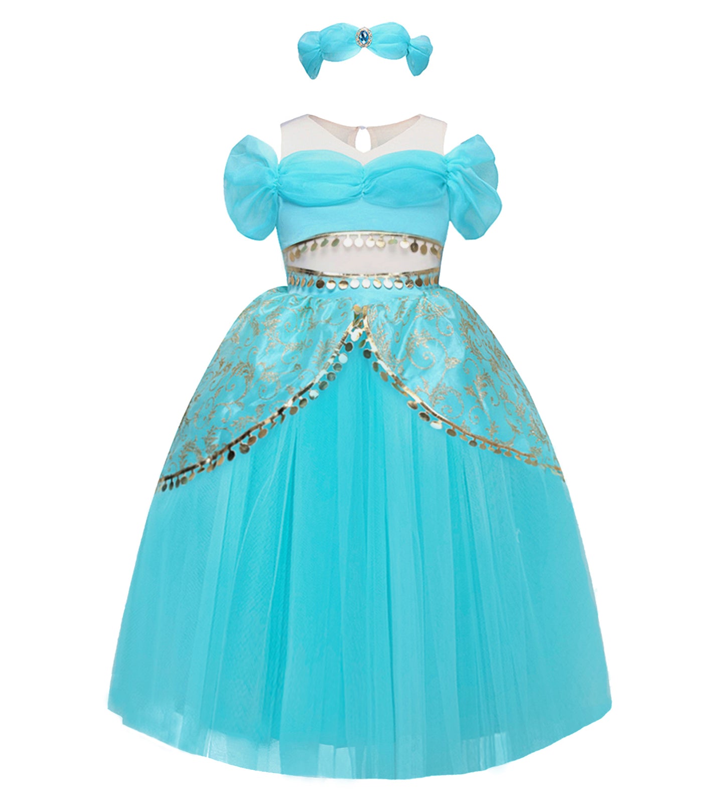 Girls Jasmine Costume Princess Dress for girls with Headband