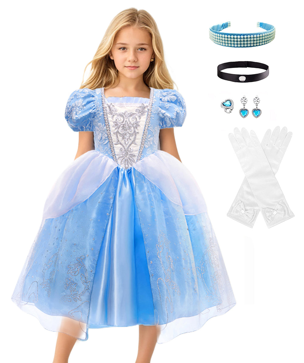 Cinderella Dress for Girls Princess Costume Halloween Party