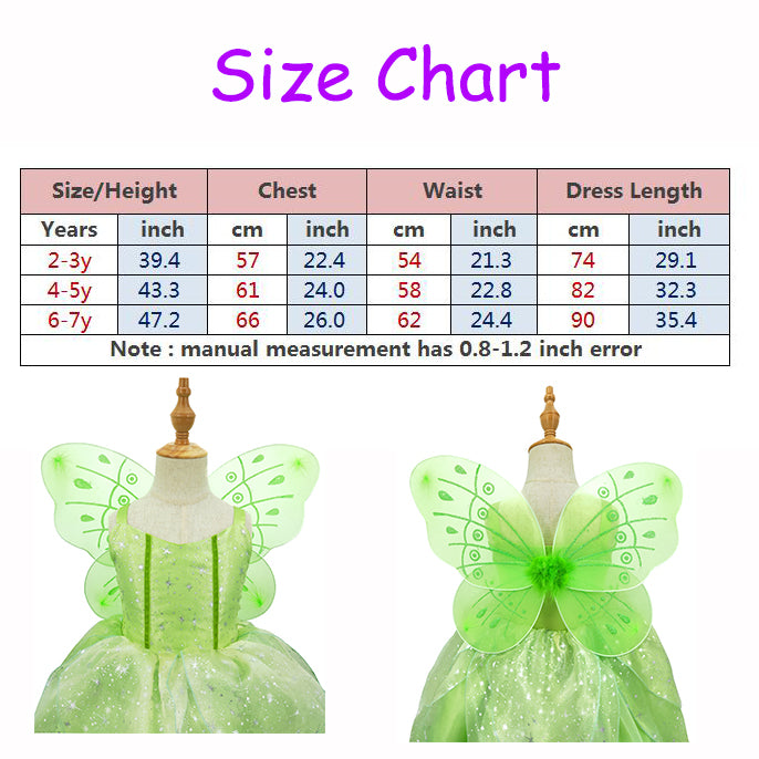 Tinkerbell Costume Dress Up With Butterfly Wings
