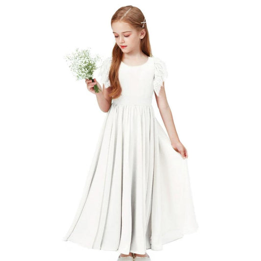 Flower Girl Dress White Spring Dress Formal Dress Castle Girl Lace Photogenic Dress Wedding Bridesmaid Princess Long Dress