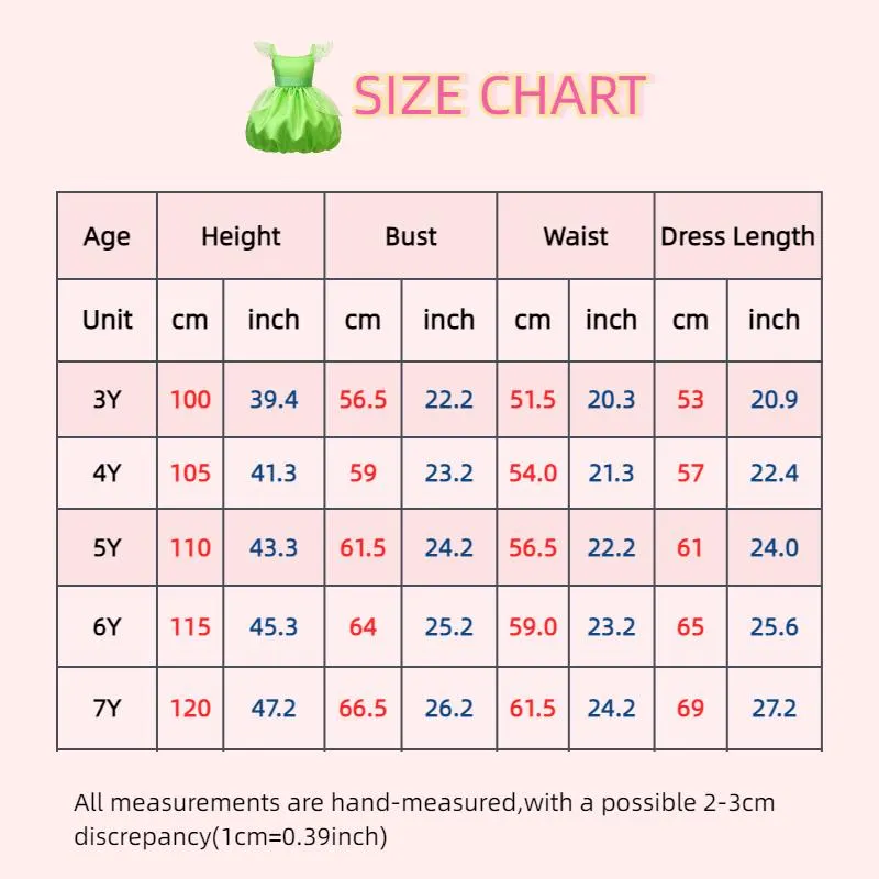 Tinker Bell Bubble Fairy Dress for Girls, Green Fairy Princess Dress, Kids Cosplay Outfit for Birthday Halloween Photoshoot