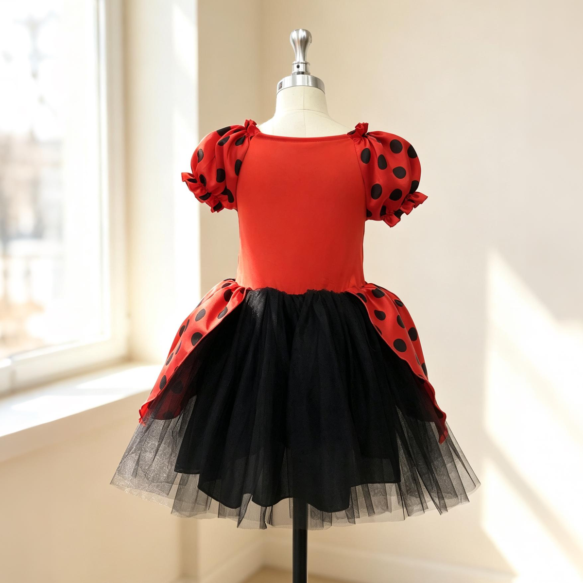 Red Ladybug Polka Dot Tulle Dress,Toddler Girl Bug Costume,Birthday Party Outfit,Halloween Bug Costume,Photo Prop Dress