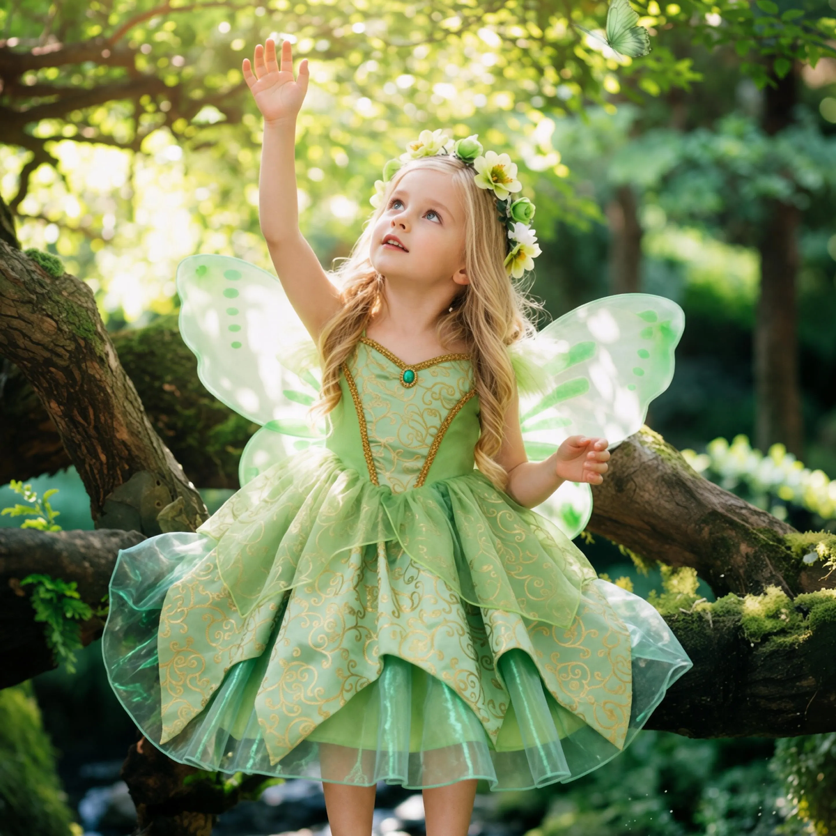 Girls Tinkerbell Costume,Tinkerbell Dress,Green Fairy Dress Girls,Fairy Costume,Tinkerbell Wings,Green tutu Dress,Girls Fairy Tale Costume