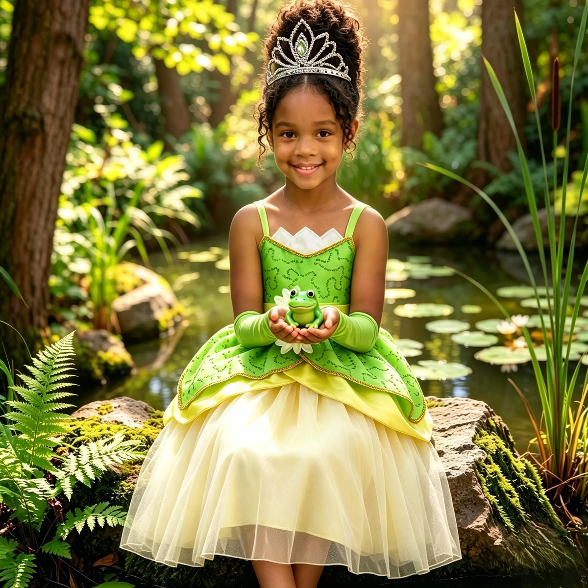 Tiana Princess Dress,Tiana Costume,Tiana Birthday, Princess Tiana Costume,Princess and Frog Dress,Green Princess Dress, Princess Tiana Party