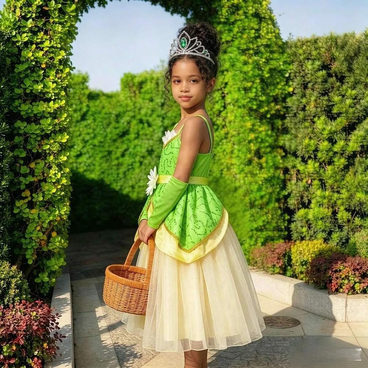 Tiana Princess Dress,Tiana Costume,Tiana Birthday, Princess Tiana Costume,Princess and Frog Dress,Green Princess Dress, Princess Tiana Party