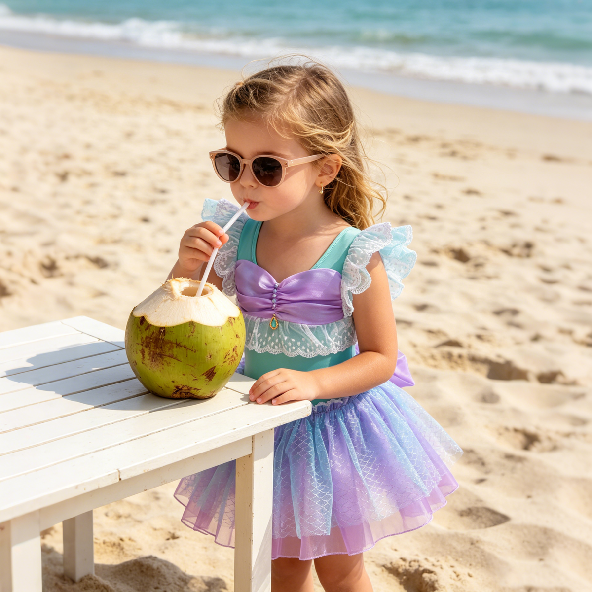 Girls Little Mermaid Swimsuit, Girls Swimwear, Girls Ariel Costume, Kids Swimsuit, Girls Bathing Suit, Baby Girl Swimsuit, Kids Beach Outfit