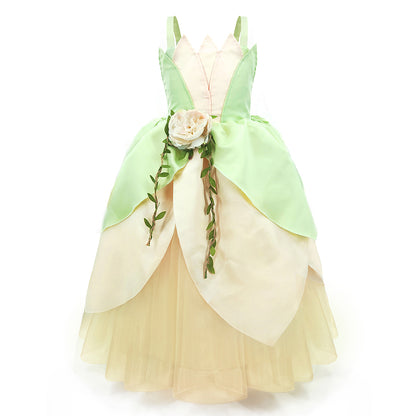 Tiana Costume for Girls Slip Dress Princess and the Frog Costume Birthday Party Fancy Dresses Formal Prom Dress