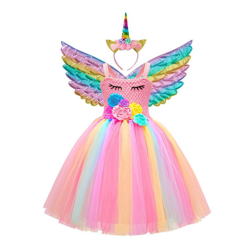 Girl's Unicorn Mesh Skirt with Straps