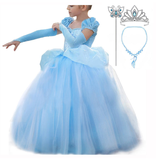 Cinderella Dress Princess Costume Halloween Party Dress up Blue