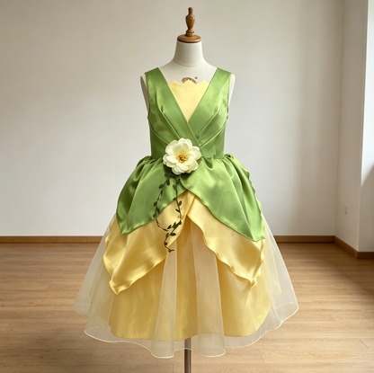 Princess Tiana Dress for Girls,Princess and Frog Dress,Tiana Birthday Gift,Princess Dress Child, Girl Pageant Dress,Child Princess Dress
