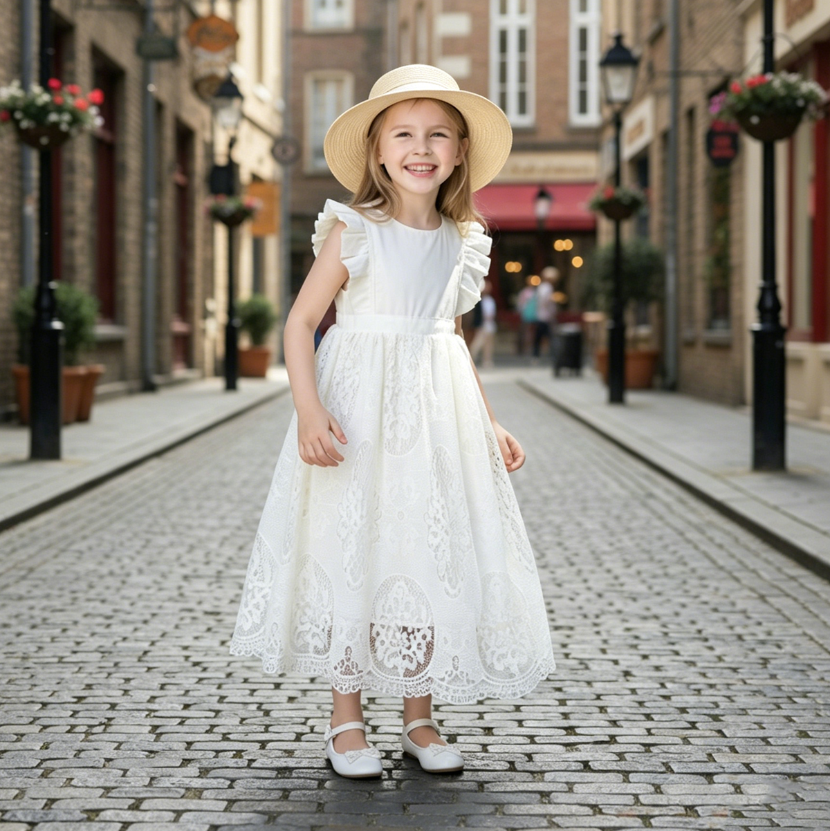 Country Flower Girl Dresses, Ivory Flower Girl, Communion Dress,Christening Dress,Lace Girl Dress, Bohemian Flower Girl,First Holy Communion