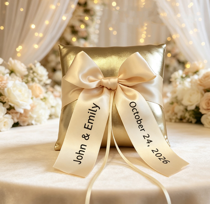 Custom Wedding Baskets,Pearl Handle Flower Girl Basket,Ring Bearer Pillow, Ring Holder,Personalised Ribbon,Name on Ribbon, Wine Glass Ribbon