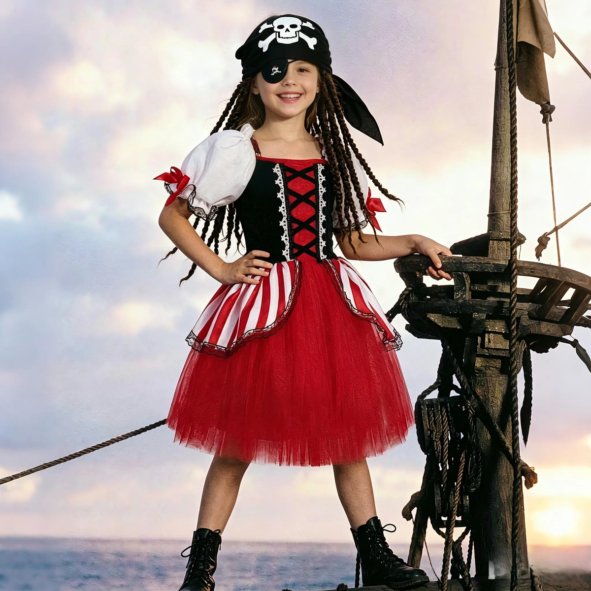Girls Pirate Dress, Girls Pirate Costume,Kids Pirate Costume,Halloween Kids Party  Dress, Pirate Cosplay,Pirate Princess Dress,Pirate Outfit