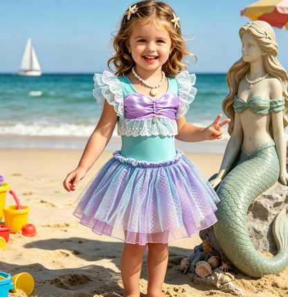 Girls Little Mermaid Swimsuit, Girls Swimwear, Girls Ariel Costume, Kids Swimsuit, Girls Bathing Suit, Baby Girl Swimsuit, Kids Beach Outfit