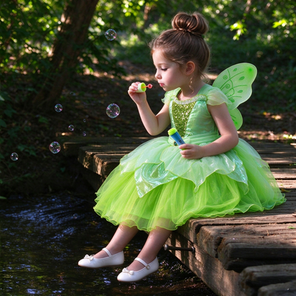 Light up Girls Tinkerbell Costume,LED Tinkerbell Dresses,Green Fairy Dress,Kids Fairy Tale Costume,Tinkerbell Wings, Girls TuTu Dress,Girls Party Costume