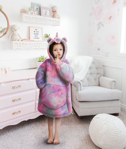 Unicorn Blanket Hoodies for Kids 4-8YR Oversize Wearable Blanket Hoodies for Boys Girls