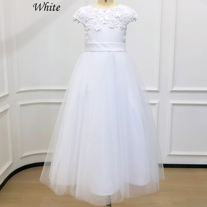 Personalized White 1st Communion Dresses for Girls |Holy Communion Dress|Baptism Gown | Tulle Flower Girl Dresses  |Junior Bridesmaid Dress