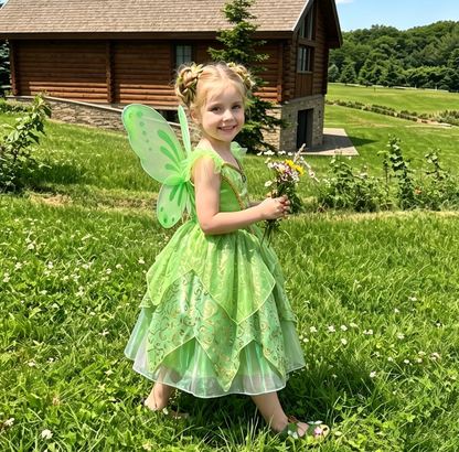 Girls Tinkerbell Costume,Tinkerbell Dress,Green Fairy Dress Girls,Fairy Costume,Tinkerbell Wings,Green tutu Dress,Girls Fairy Tale Costume