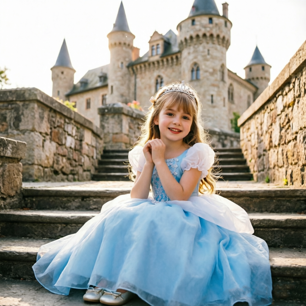 Princess Cinderella Costume, Cinderella Dress,Blue Princess Dress Costume,Flower Girl Dress, Kids Cosplay Outfit,Cinderella Birthday Dress