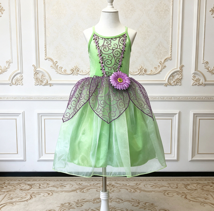 Girls Green Fairy Dress,Tinkerbell Girl Dress,Fairy Costume,Fairy Wing,Tinkerbell Costume,Tinkerbell Cosplay Dress,Kids Birthday Party Dress