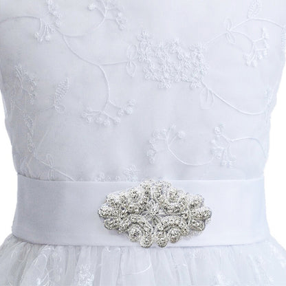 Personalized 1st Communion Dresses| Lace Holy Communion Dress | Flower Girl Dresses with Belt | Baptism Dresses| Wedding Party Girls Dresses