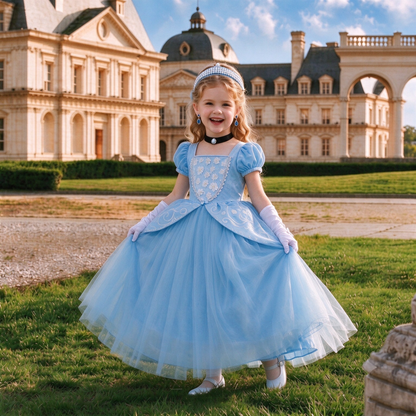 Light Up Blue Princess Gown,Cinderella Inspired Princess Dress,Cinderella Costume with LED ,Girls Birthday Party Costume,Tulle princess dress