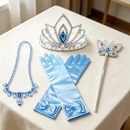 Girls Princess Cinderella Inspired Dress , Kids Cosplay Tulle Gown, Halloween Birthday Costume With Accessories