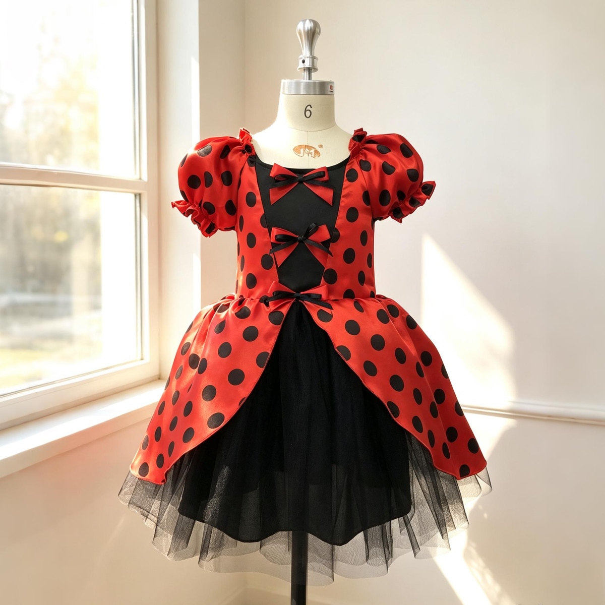 Red Ladybug Polka Dot Tulle Dress,Toddler Girl Bug Costume,Birthday Party Outfit,Halloween Bug Costume,Photo Prop Dress