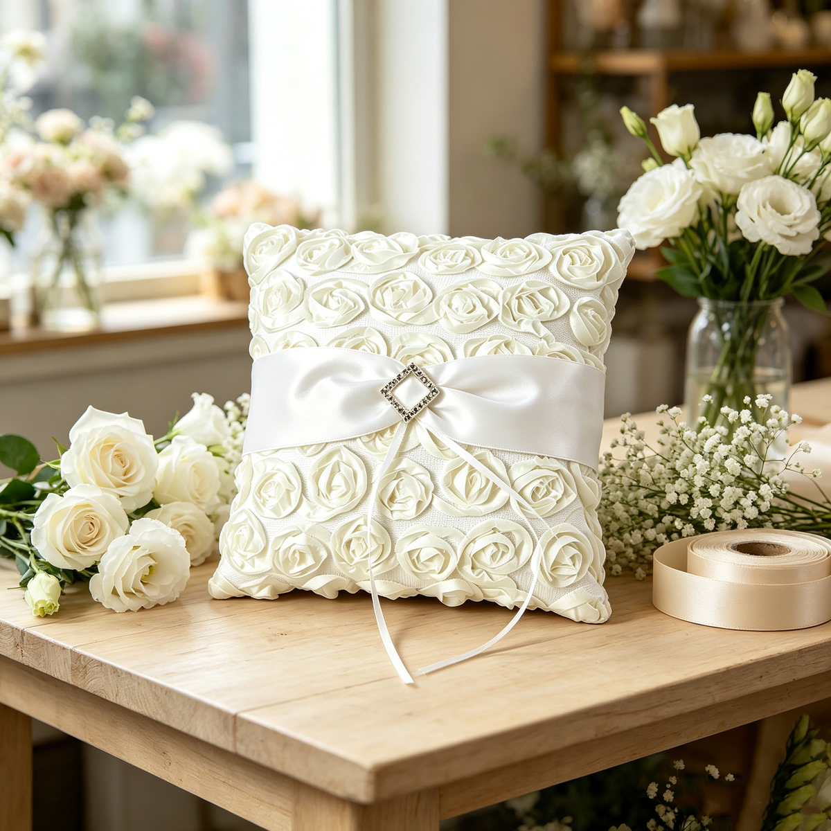 Custom Ivory Ring Bearer Pillow, Wedding Ring Holder, Wedding Ring Pillow, Ivory Wedding Pillow, Lace Wedding Bearer, Ring Bearer Cushions