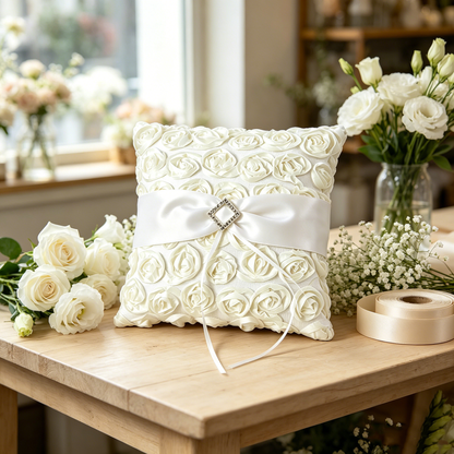 Custom Ivory Ring Bearer Pillow, Wedding Ring Holder, Wedding Ring Pillow, Ivory Wedding Pillow, Lace Wedding Bearer, Ring Bearer Cushions